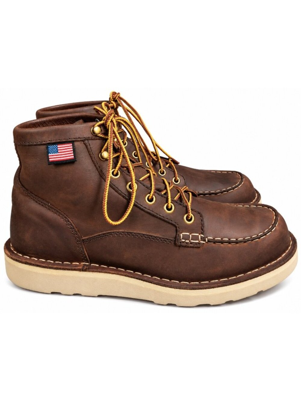 Danner Men's 8.5 D 6" Leather Bull Run Soft Moc Toe Work Boots Tobacco  15573